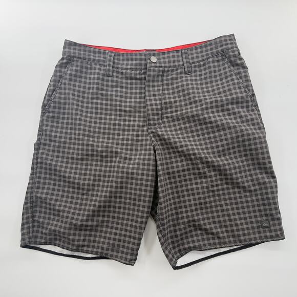 Quiksilver Waterman Collection Gray Plaid Hybrid Shorts Men’s 34 Recycled Polyes - Picture 1 of 7